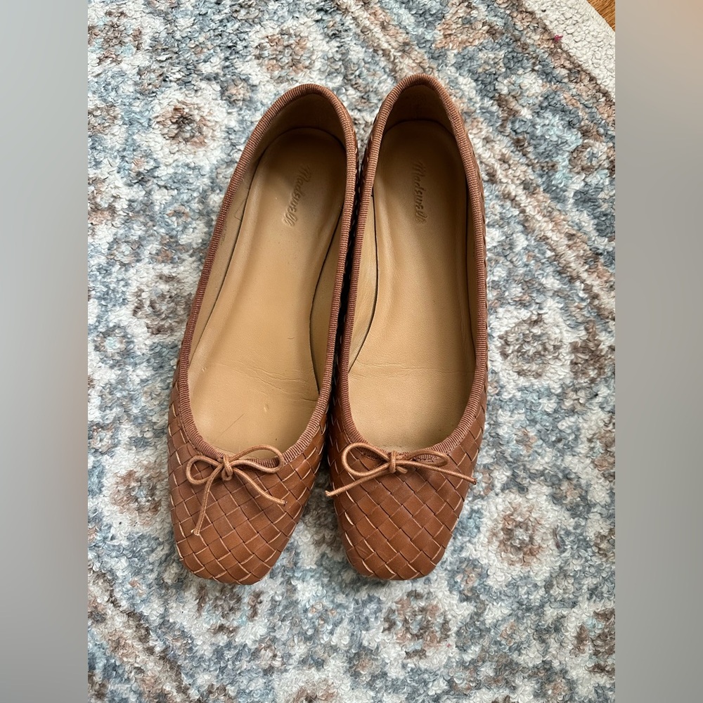 Madeline Tan Woven Ballet Flats with Bow Accent The Anelise Ballet Flat 8.5